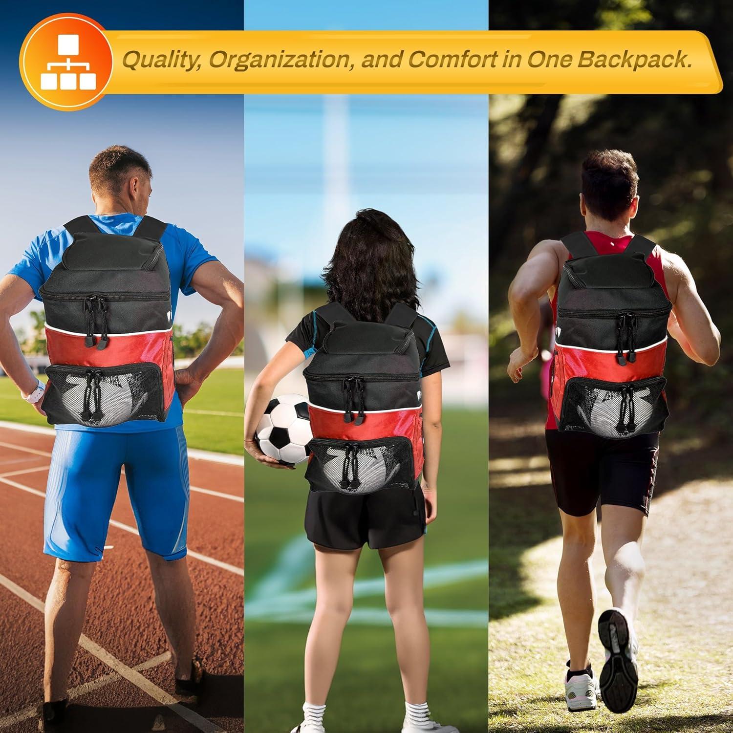 Mochila de Fútbol Vizari Titan Roja - Resistente al Agua, Compartimentos