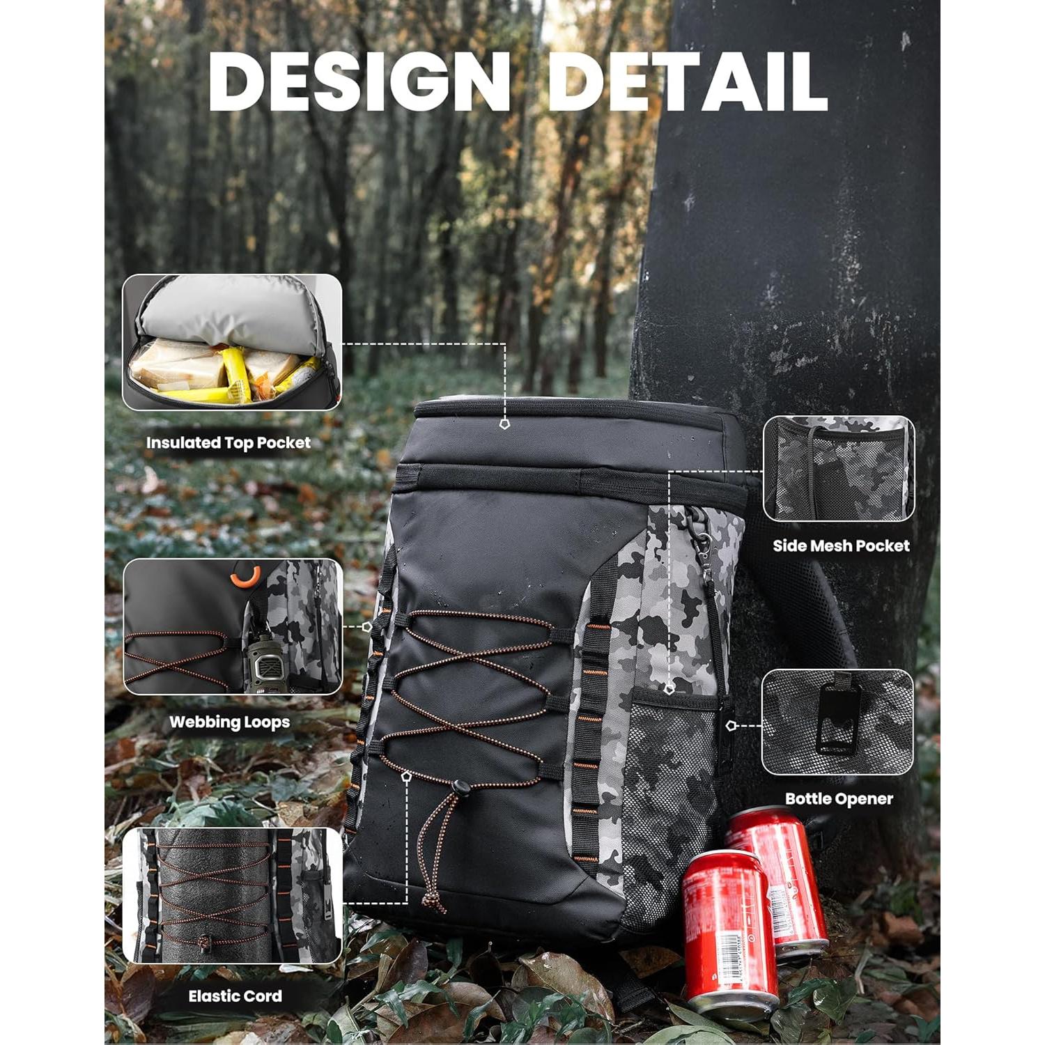 Mochila Térmica OutdoorMaster 21L Aislada Negra para Camping