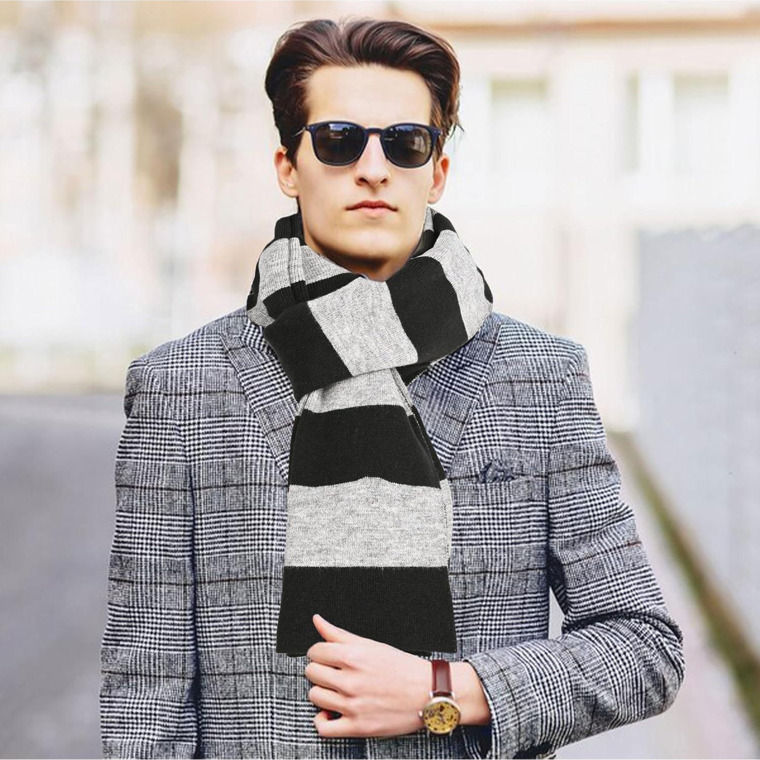 Bufanda de Invierno Unisex Jifoocol Rayas Clásicas 185x29 cm