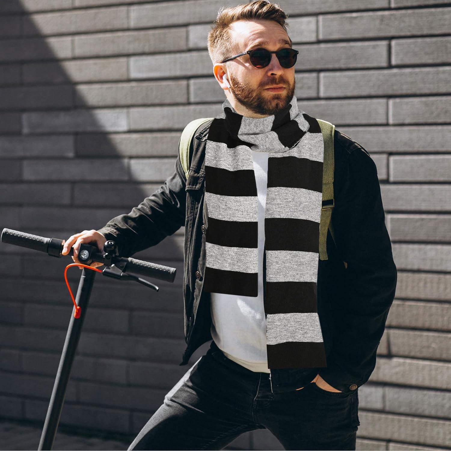 Bufanda de Invierno Unisex Jifoocol Rayas Clásicas 185x29 cm