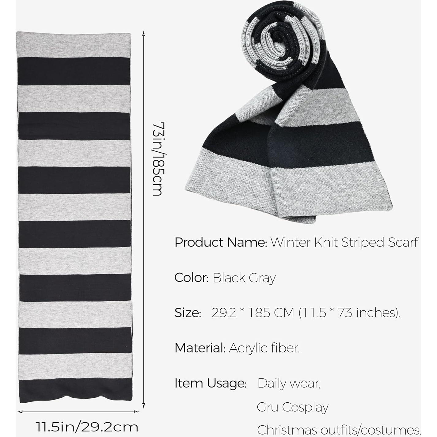 Bufanda de Invierno Unisex Jifoocol Rayas Clásicas 185x29 cm