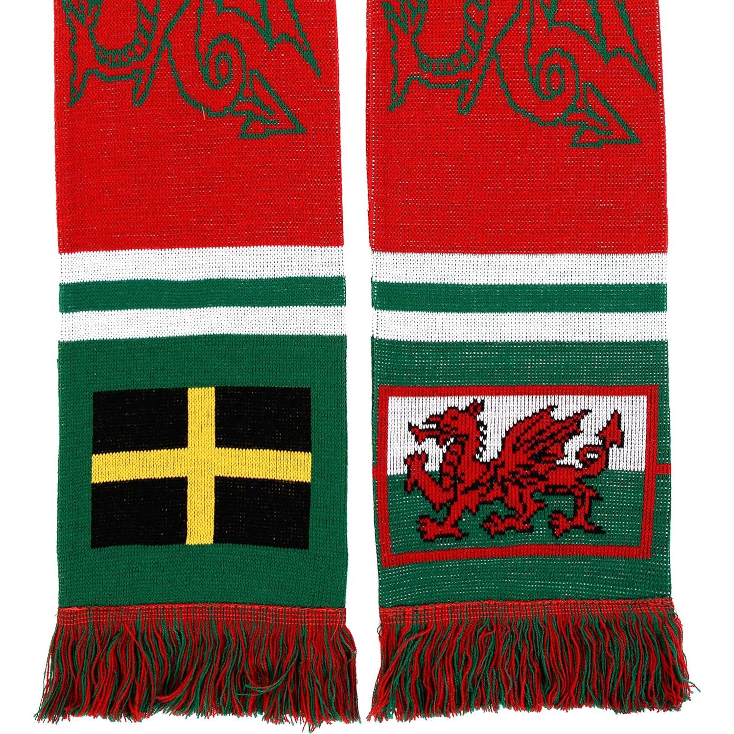 Bufanda de Fútbol Doble Cara Euroscarves Cymru Wales 145x18cm