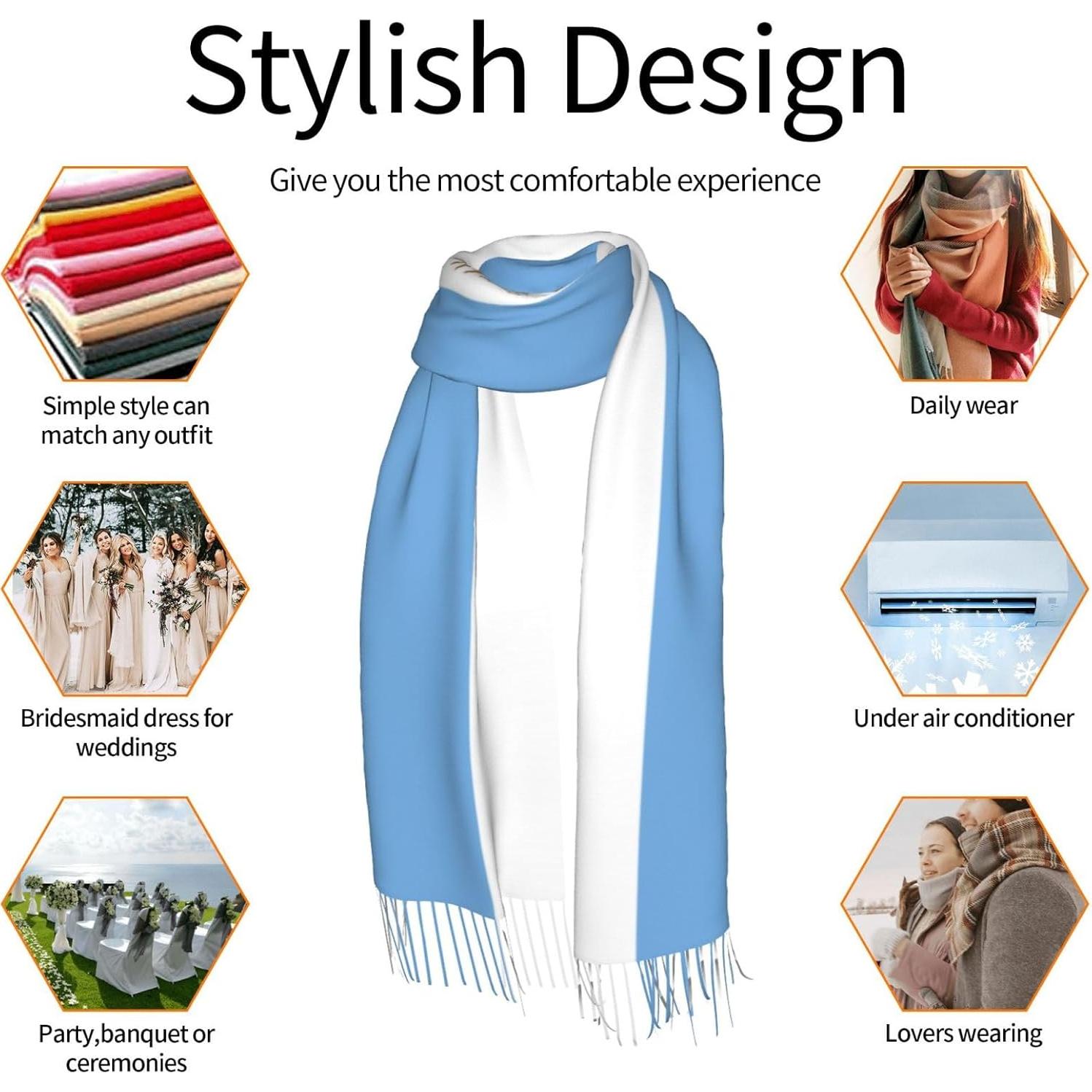 Bufanda de poliéster con flecos Cashmerette 196x69 cm