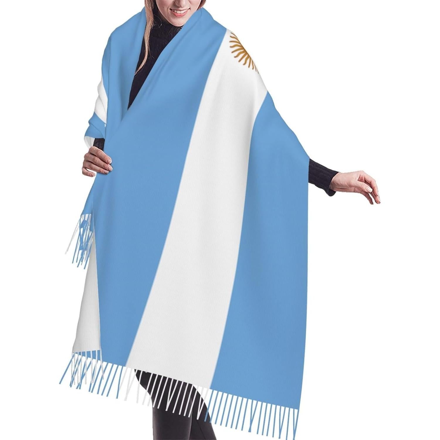 Bufanda de poliéster con flecos Cashmerette 196x69 cm