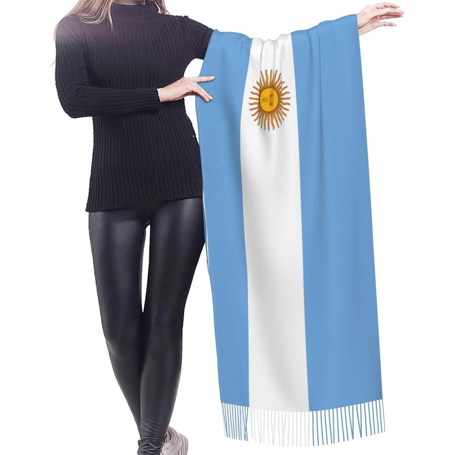 Bufanda de poliéster con flecos Cashmerette 196x69 cm