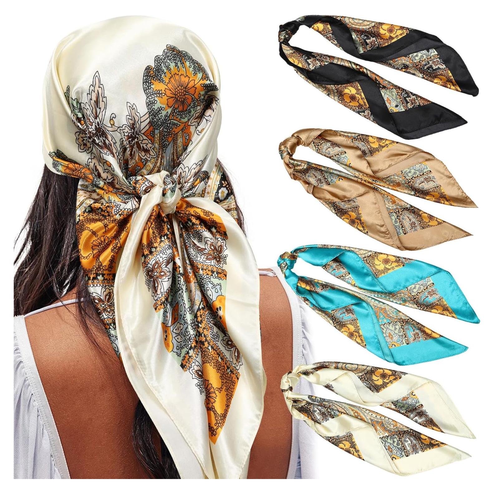 Paquete de 4 Pañuelos Grandes Cuadrados AWAYTR 90x90cm