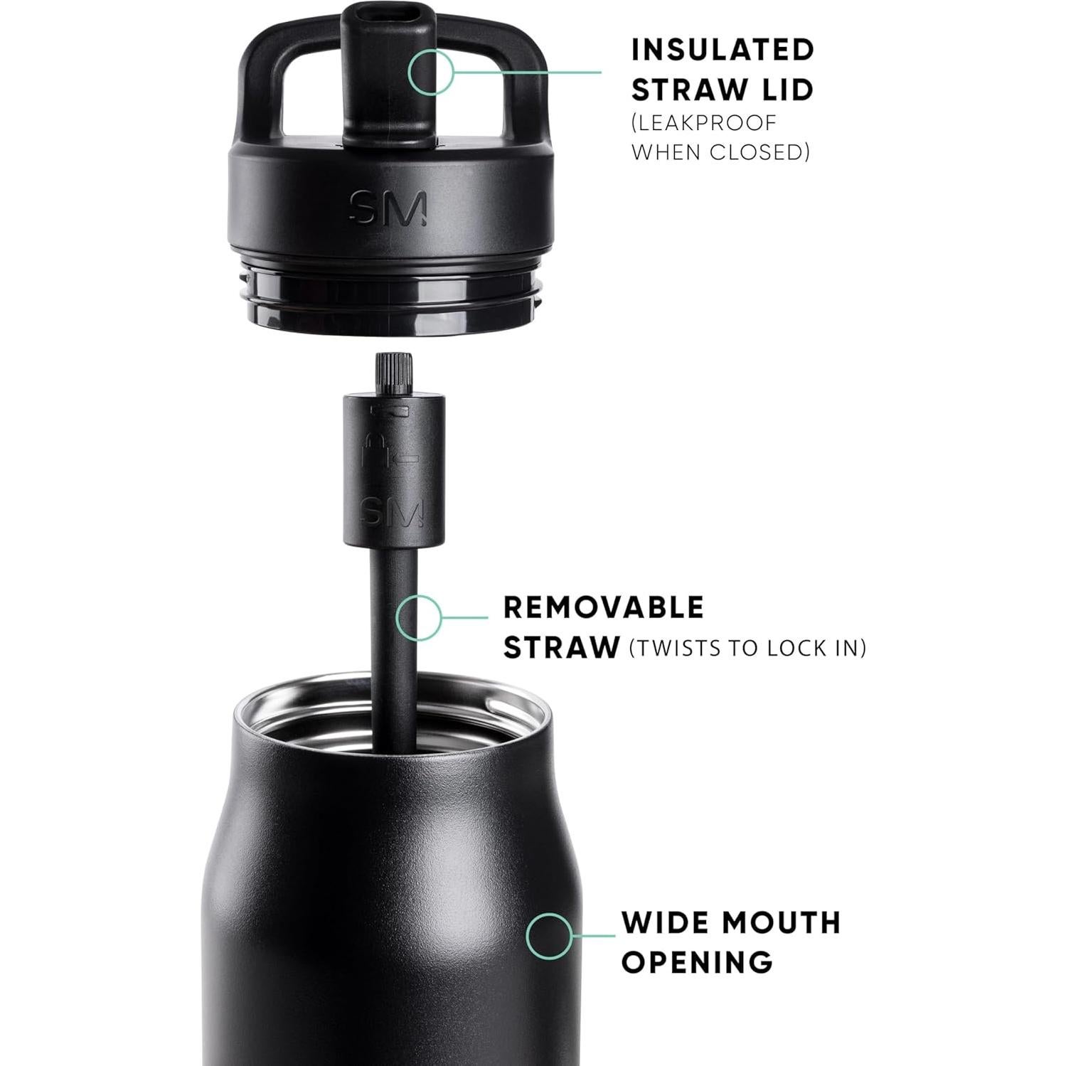 Botella de Agua Simple Modern Mesa 34oz Acero Inoxidable Aislada