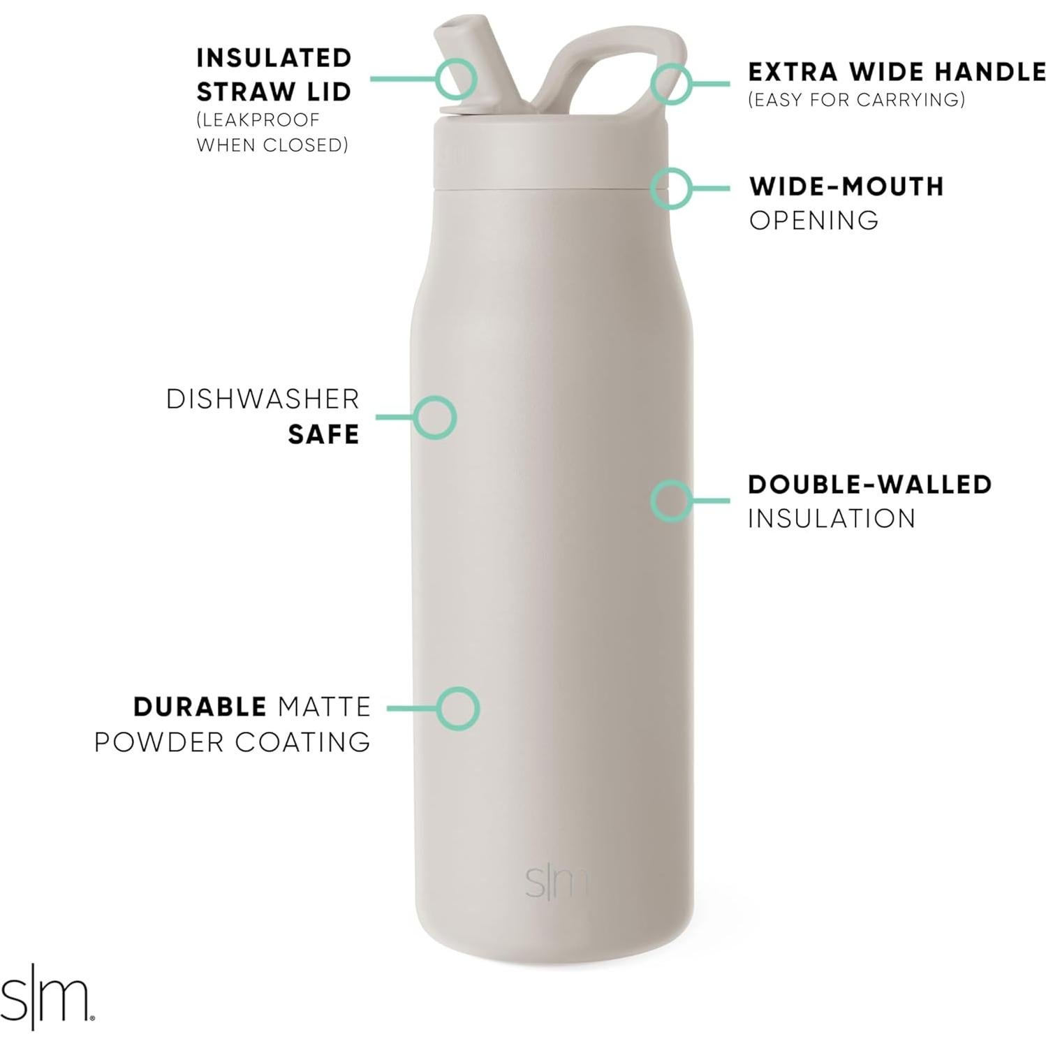 Botella de Agua Simple Modern Mesa 34oz Acero Inoxidable Aislada