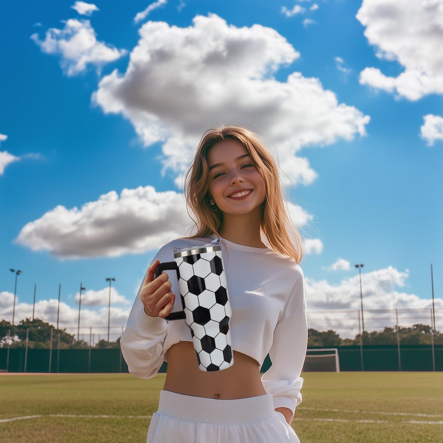 Taza de Fútbol 40oz Hqhzaha Acero Inoxidable Aislada