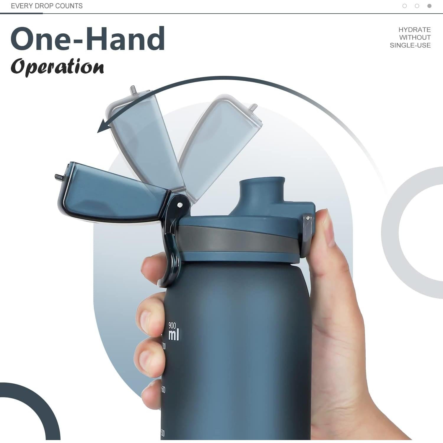 Botella de Agua Deportiva Opard 900ml Azul Cielo a Prueba de Fugas