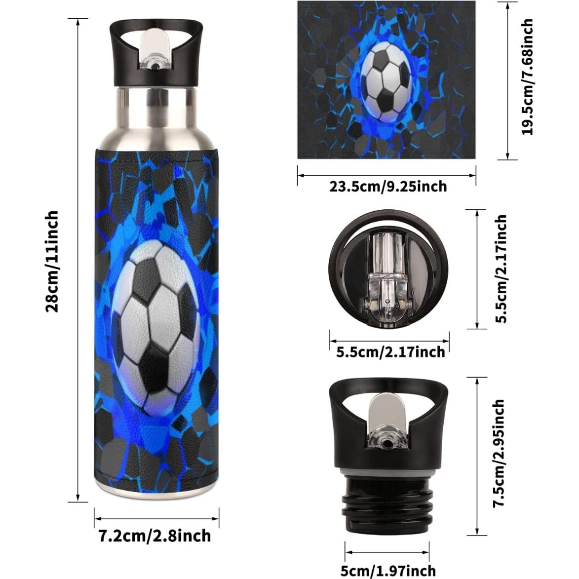 Botella de Agua Acero Inoxidable 600ml YoCosy Fútbol Azul