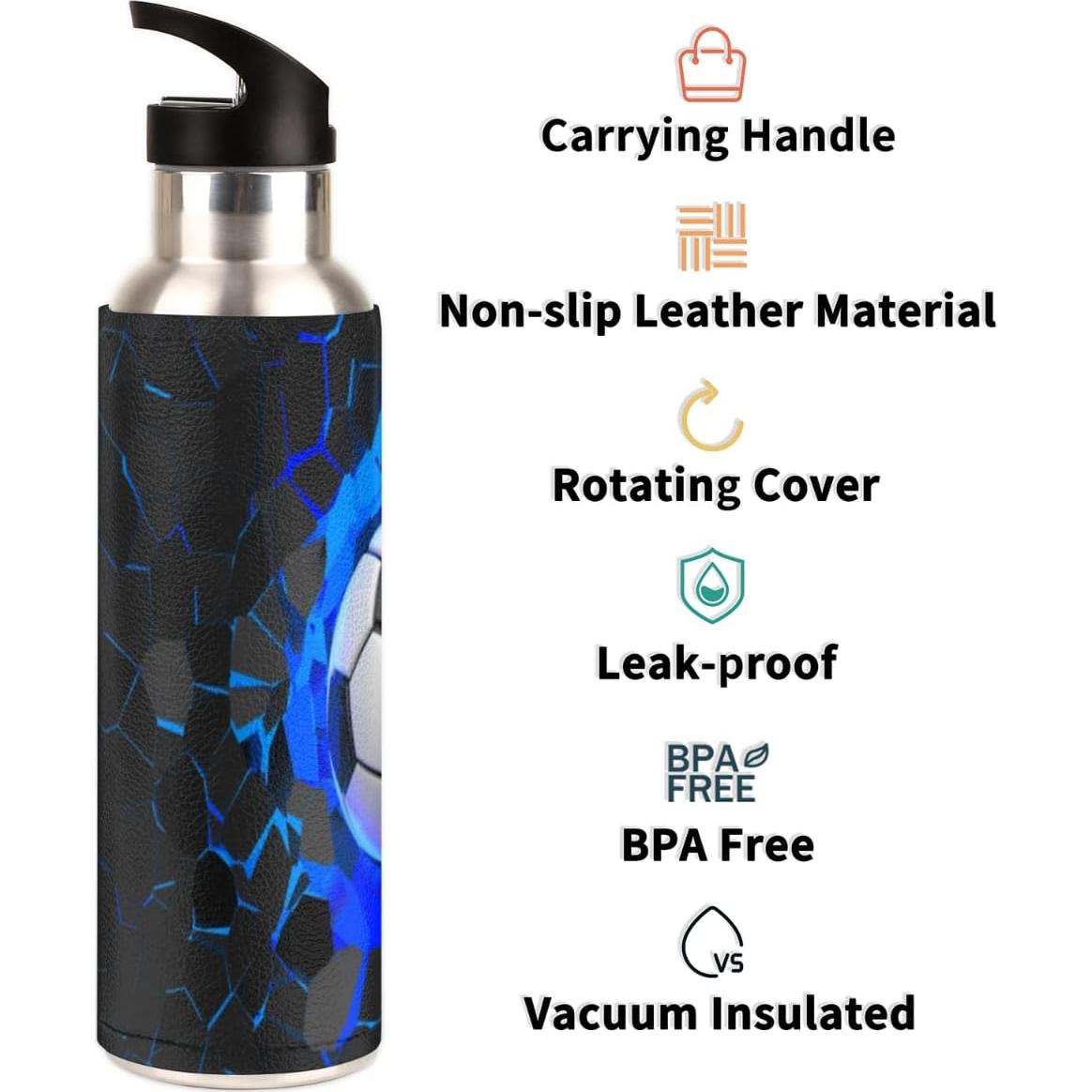 Botella de Agua Acero Inoxidable 600ml YoCosy Fútbol Azul