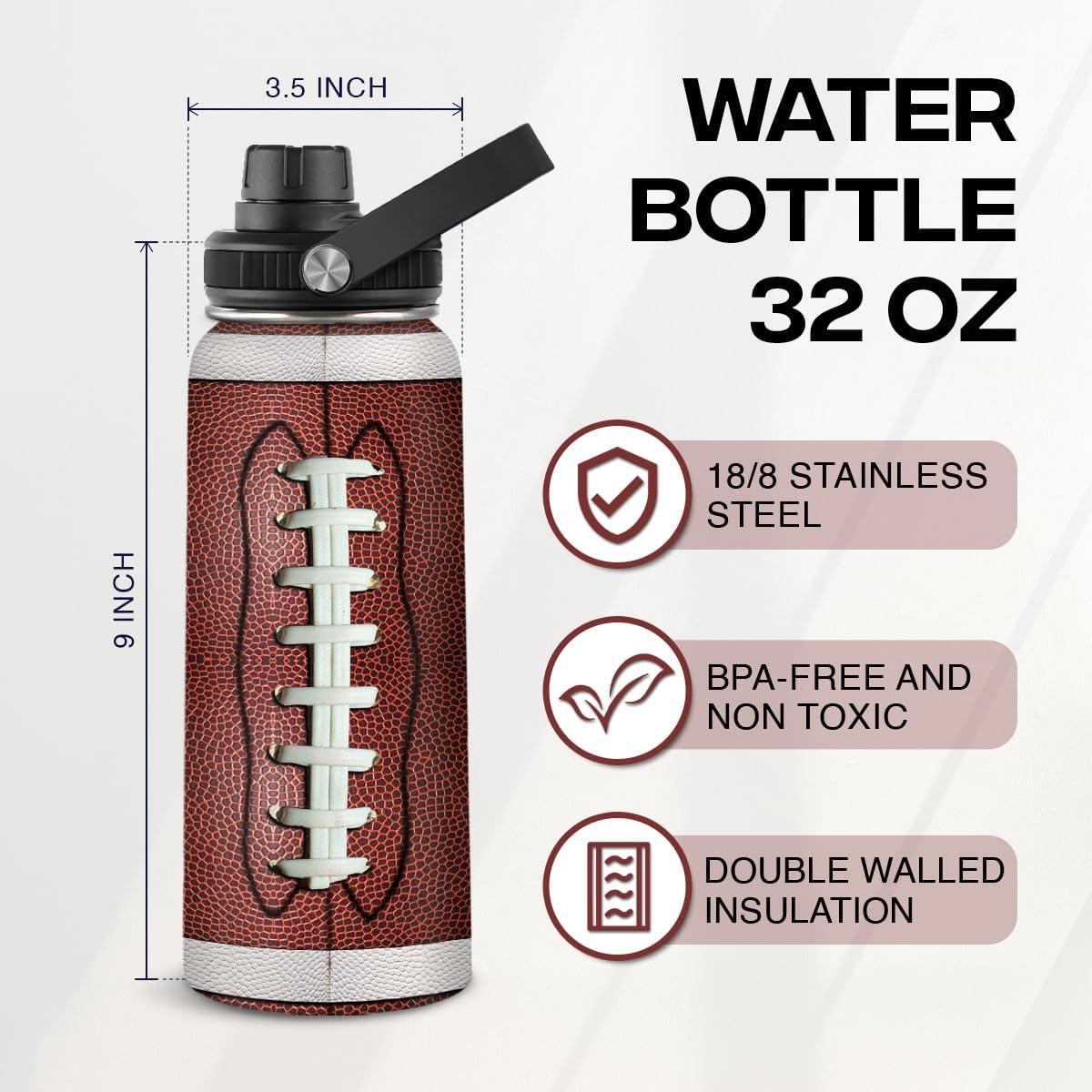 Botella de Agua SANDJEST 0.95L Acero Inoxidable Aislada Fútbol