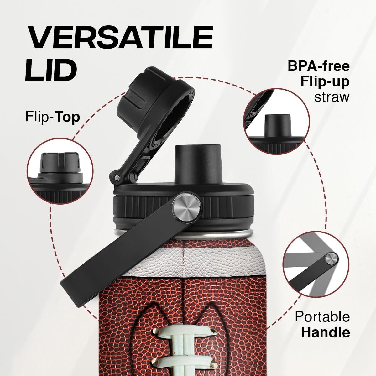 Botella de Agua SANDJEST 0.95L Acero Inoxidable Aislada Fútbol