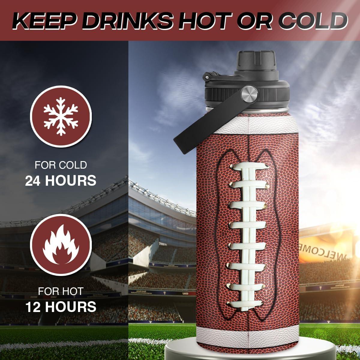 Botella de Agua SANDJEST 0.95L Acero Inoxidable Aislada Fútbol