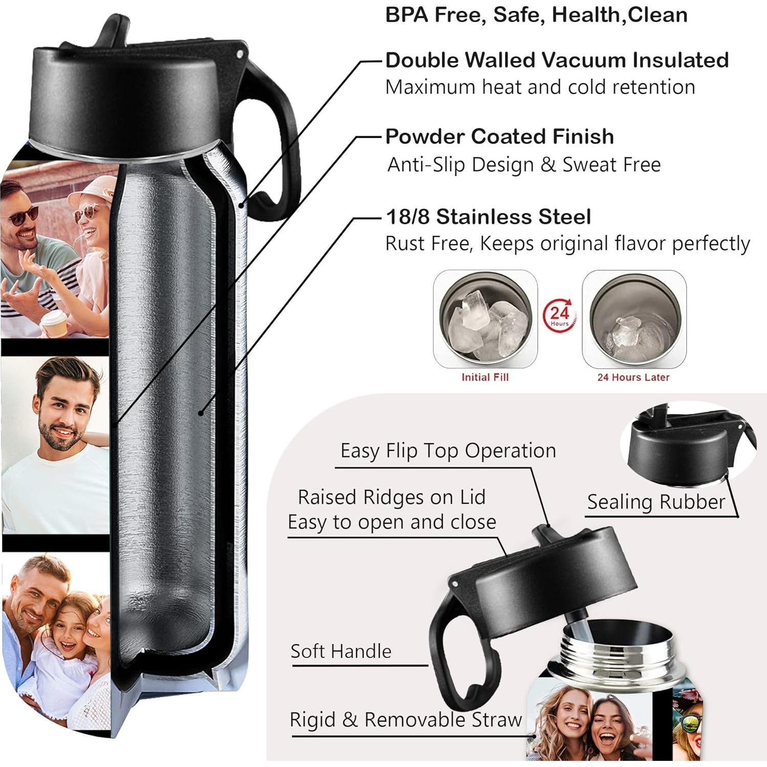 Botella de Agua Aislada Artsadd 0.95L Personalizada con Pajilla