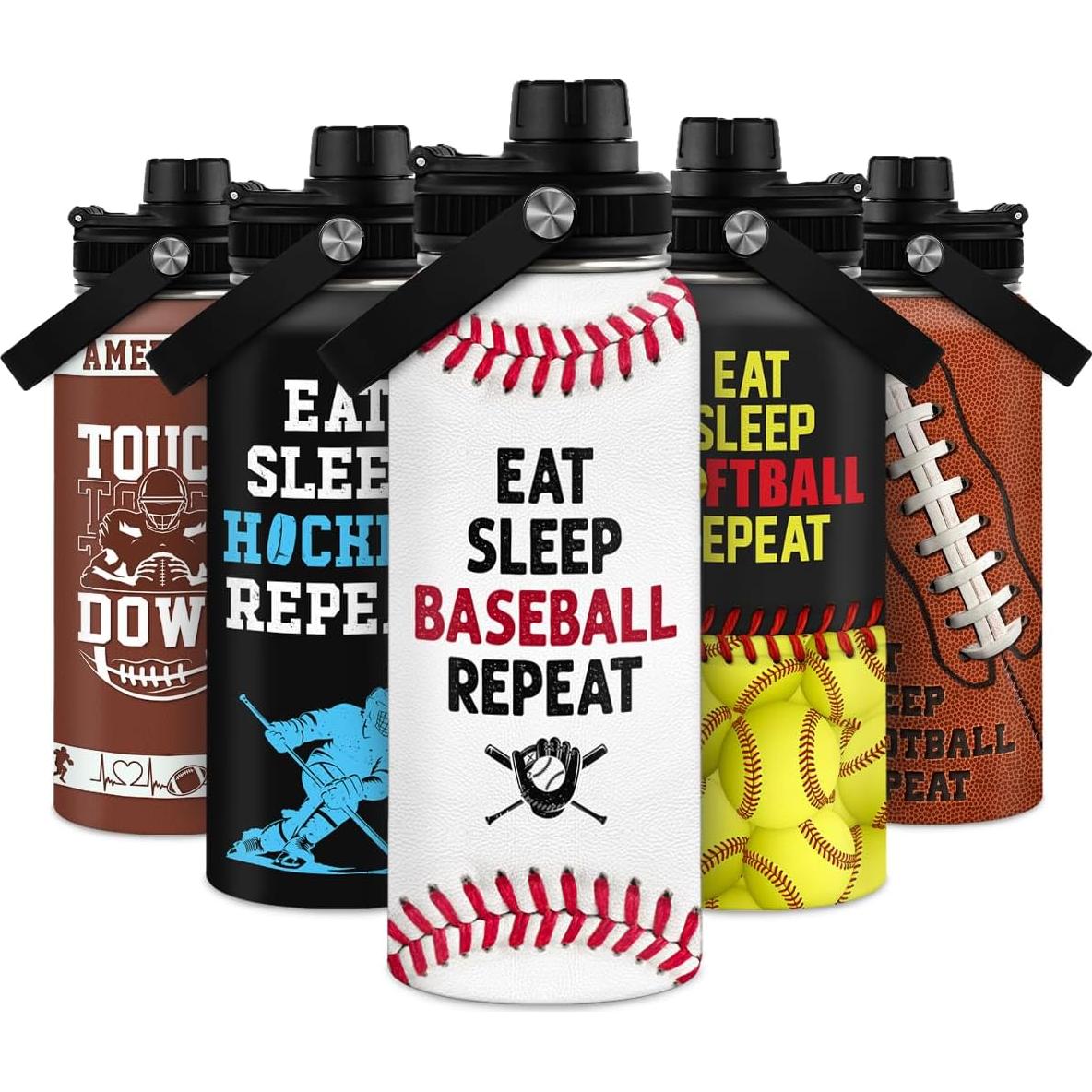 Botella de Agua Aislada SANDJEST 0.95L Béisbol - Acero Inoxidable