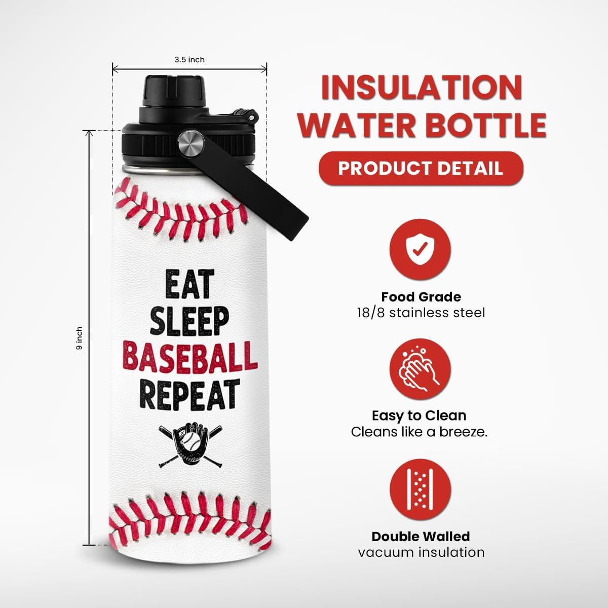 Botella de Agua Aislada SANDJEST 0.95L Béisbol - Acero Inoxidable