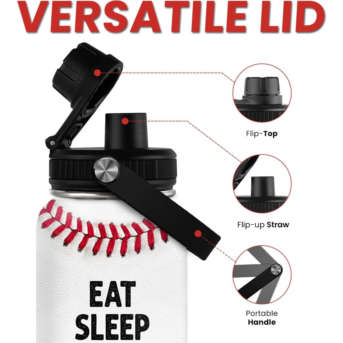 Botella de Agua Aislada SANDJEST 0.95L Béisbol - Acero Inoxidable