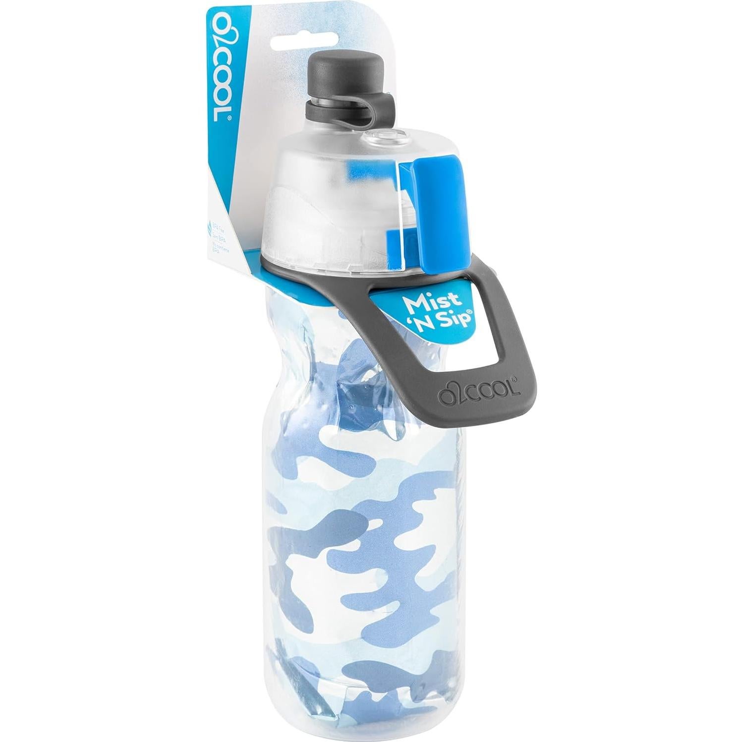 Botella de Agua O2COOL Kids Mist N Sip 0.35 L Camo Azul