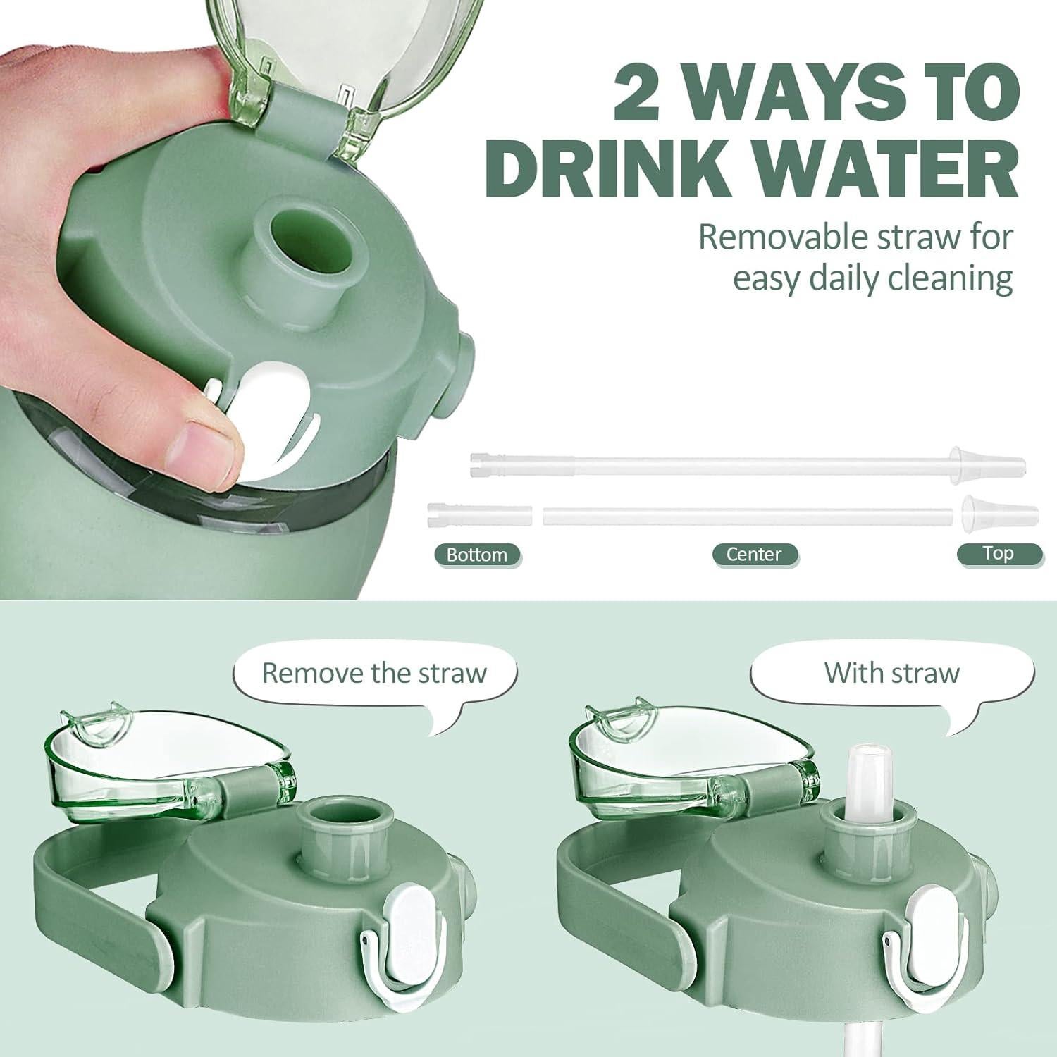 Botella de Agua de Vidrio Kytffu 2L con Pajilla y Funda Silicona