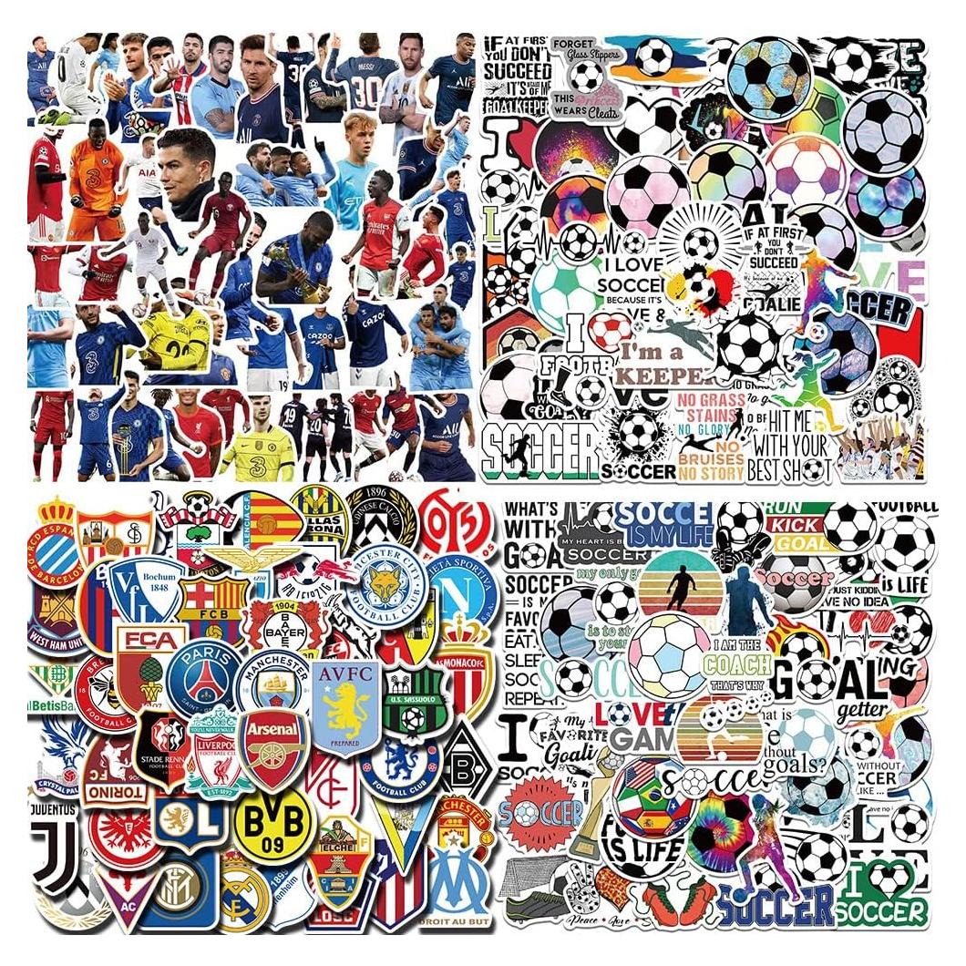 200 Calcomanías de Fútbol Homiego Impermeables para Hydroflask