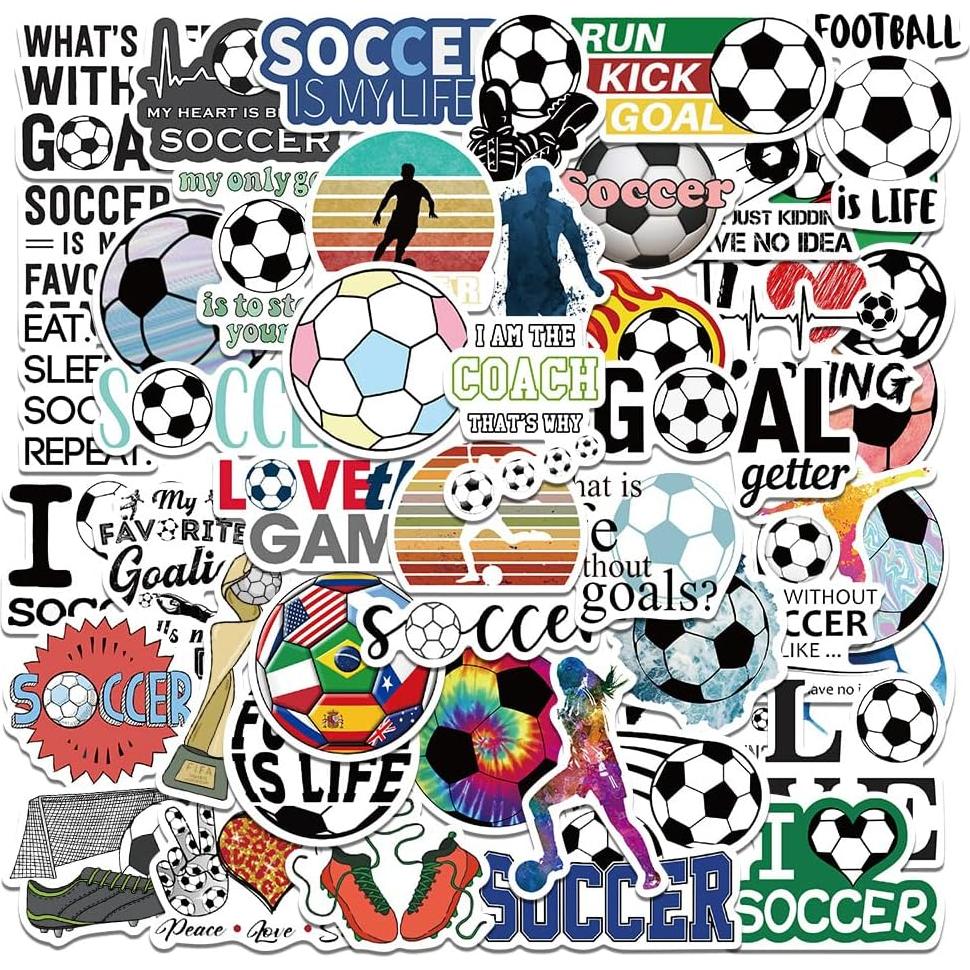 200 Calcomanías de Fútbol Homiego Impermeables para Hydroflask