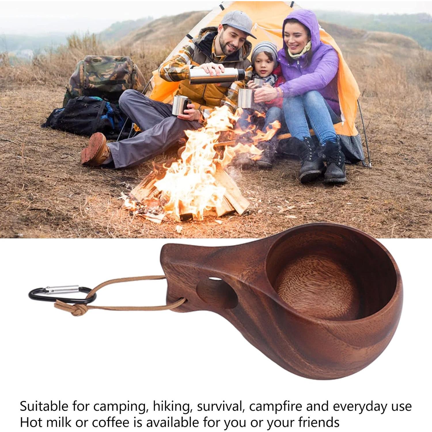 Taza de Campamento de Madera GLOGLOW con Cuerda y Hebilla