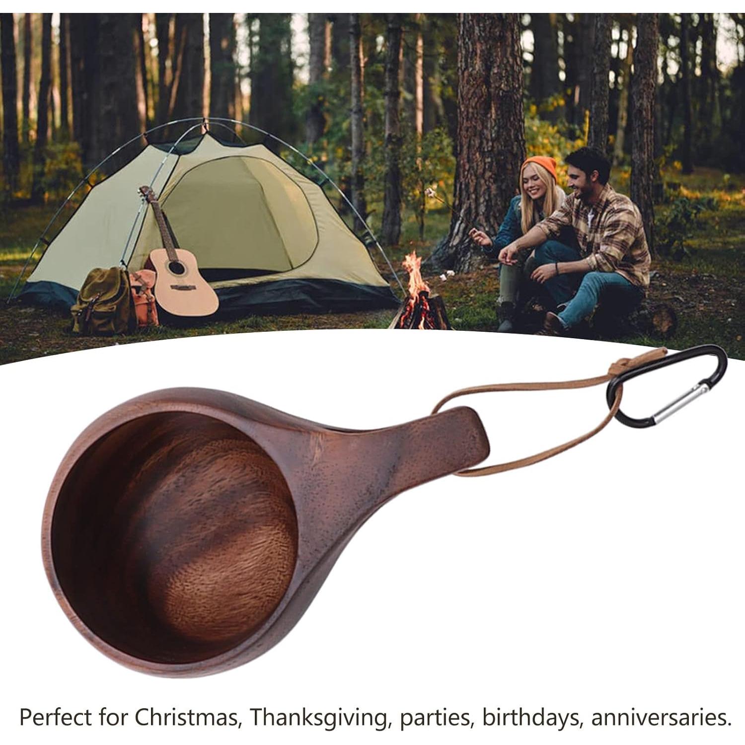 Taza de Campamento de Madera GLOGLOW con Cuerda y Hebilla