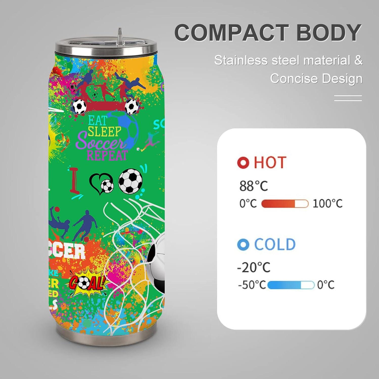 Taza de Viaje Tumbler JDEIFKF de Acero Inoxidable 500 ml Fútbol