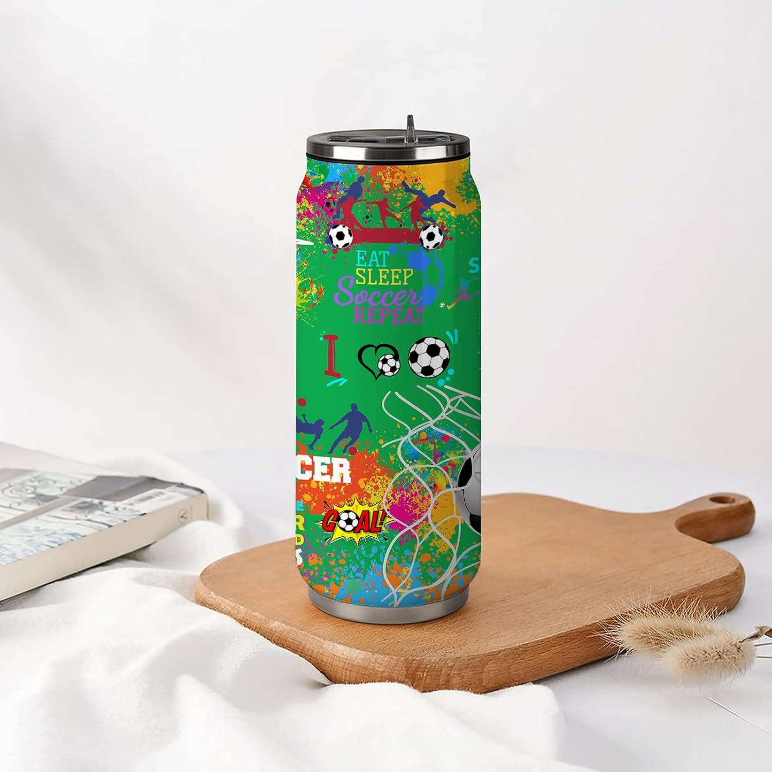 Taza de Viaje Tumbler JDEIFKF de Acero Inoxidable 500 ml Fútbol