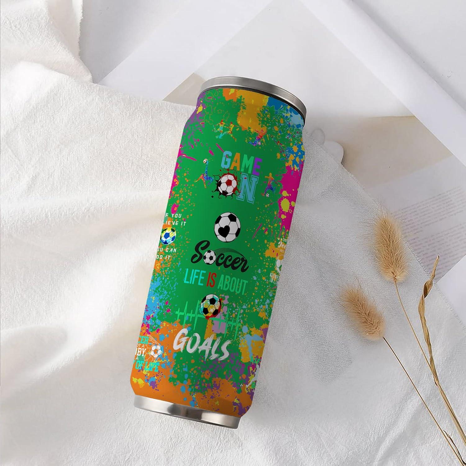 Taza de Viaje Tumbler JDEIFKF de Acero Inoxidable 500 ml Fútbol