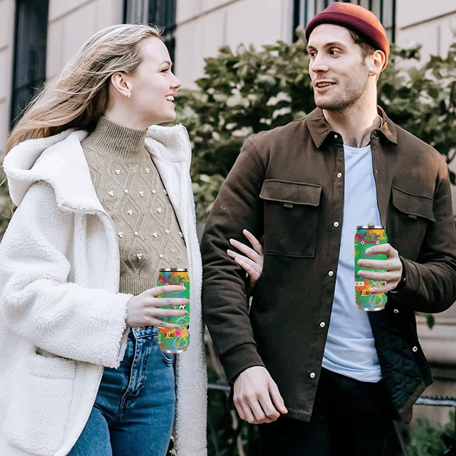 Taza de Viaje Tumbler JDEIFKF de Acero Inoxidable 500 ml Fútbol