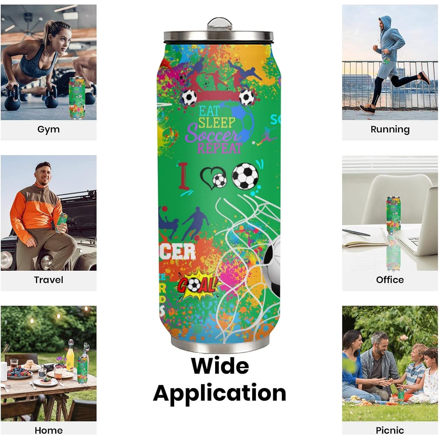 Taza de Viaje Tumbler JDEIFKF de Acero Inoxidable 500 ml Fútbol