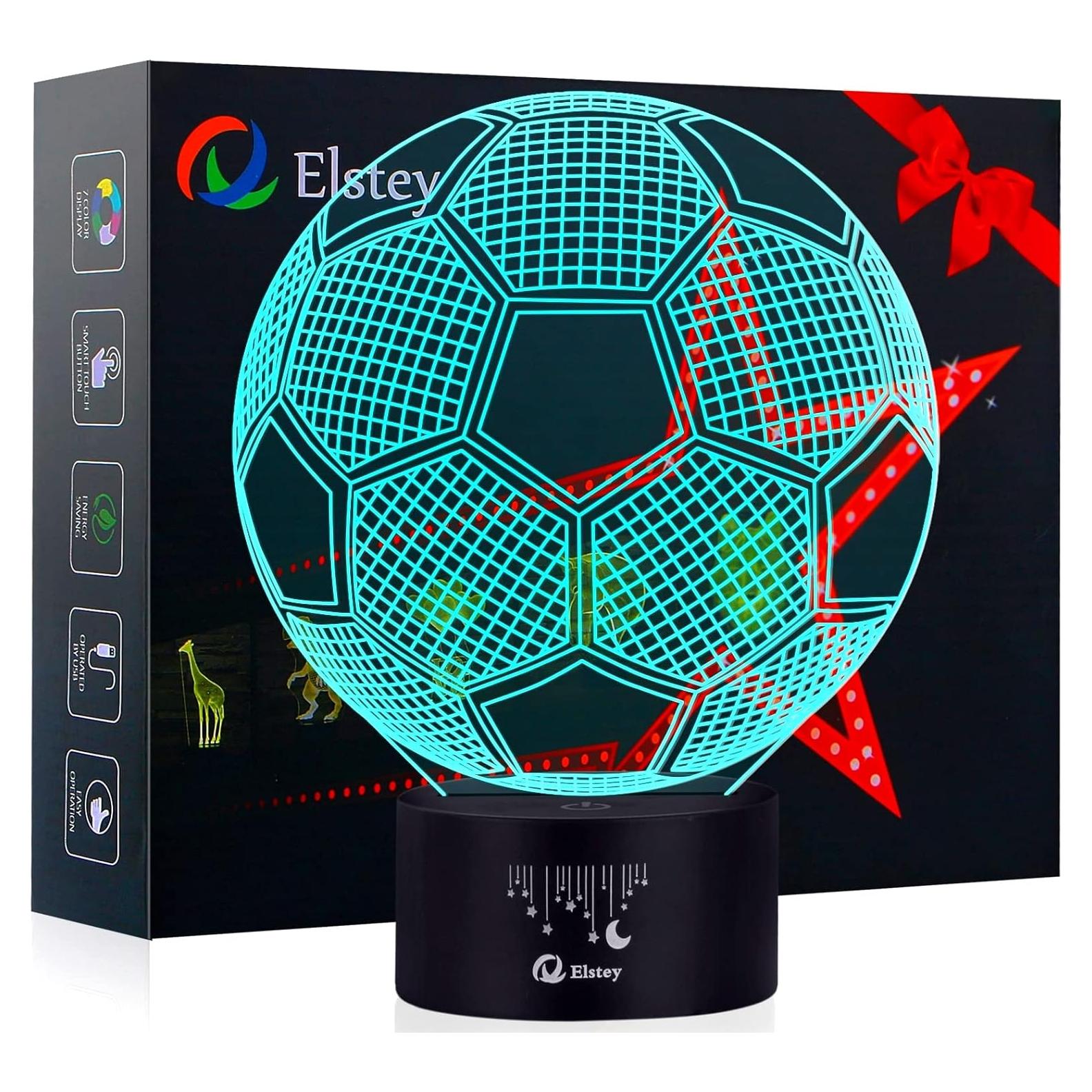 Luz Nocturna LED 3D Fútbol Elstey Táctil 7 Colores