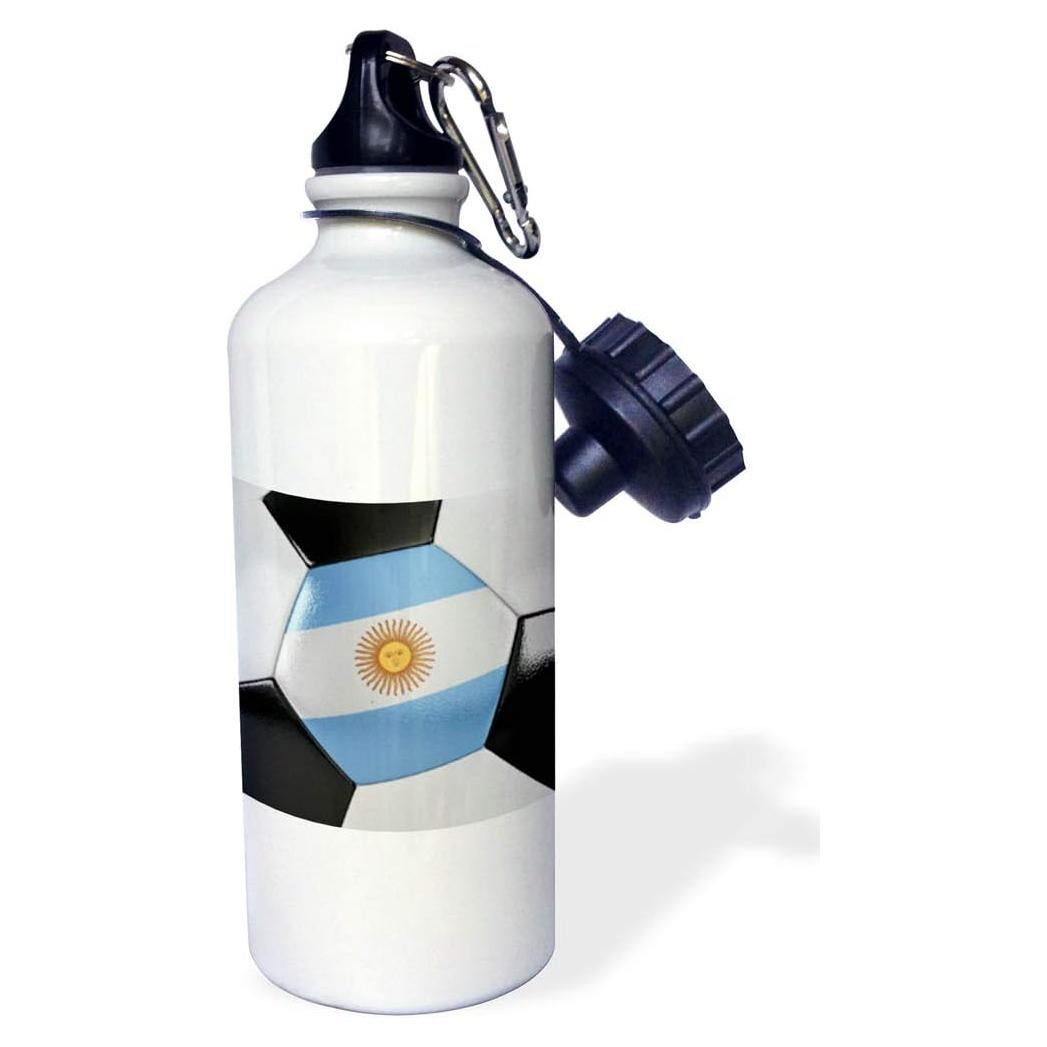 Botella de Agua Deportiva 3dRose Pelota Fútbol Argentina 621ml