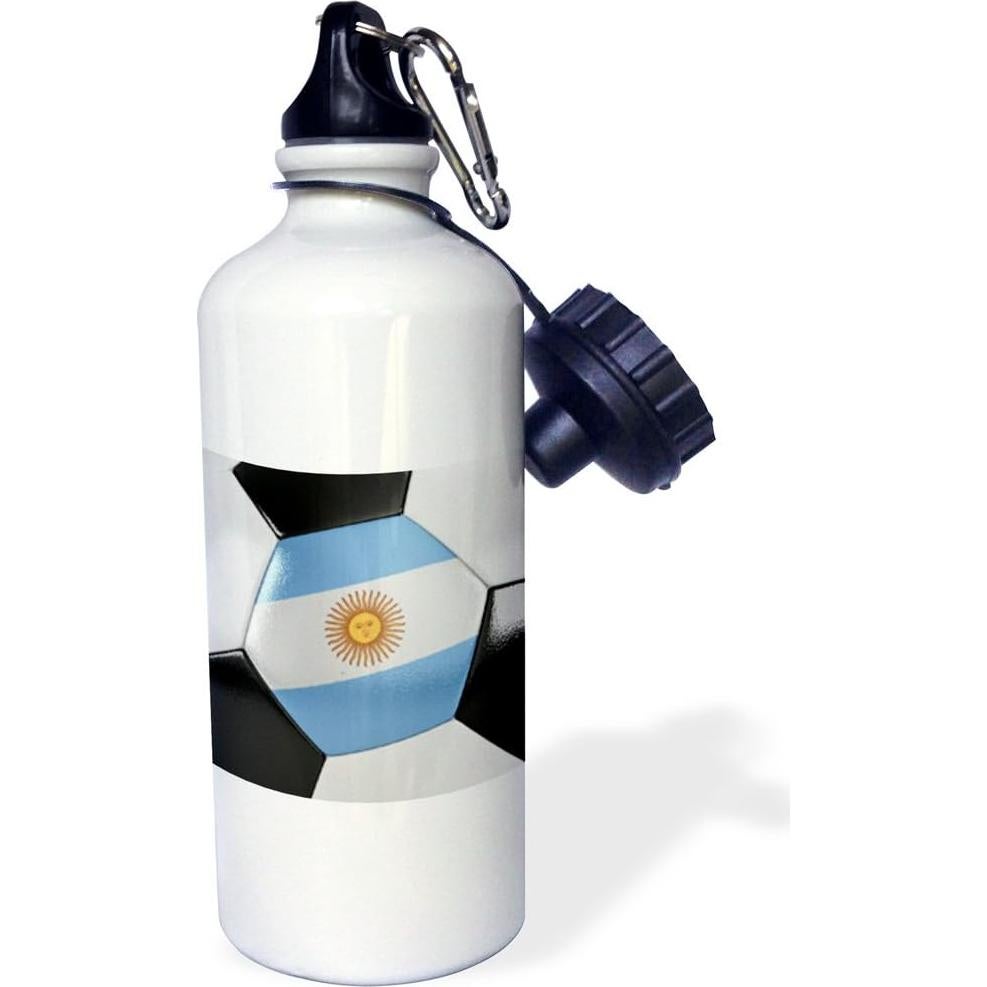 Botella de Agua Deportiva 3dRose Pelota Fútbol Argentina 621ml