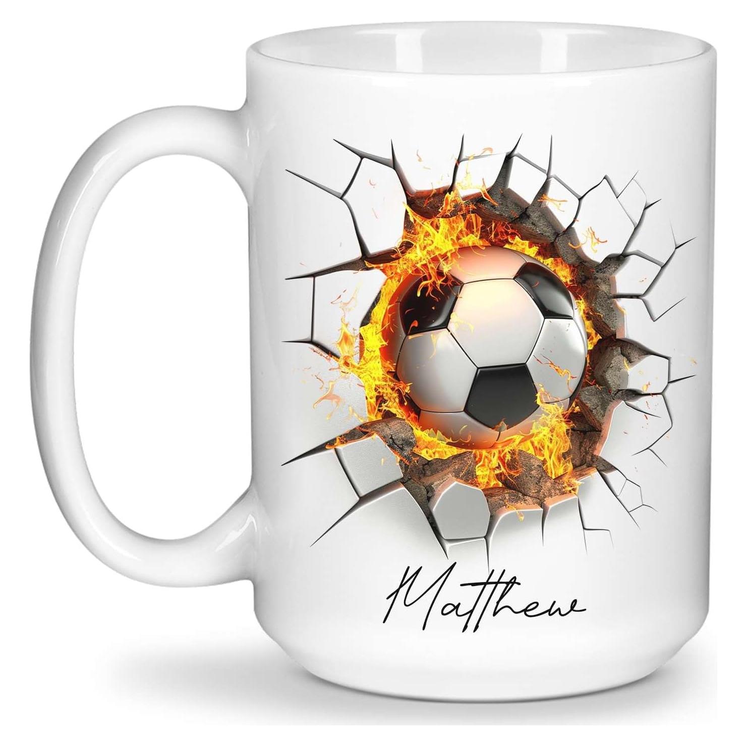 Taza de Café Personalizada Balón de Fútbol Cerámica 325ml