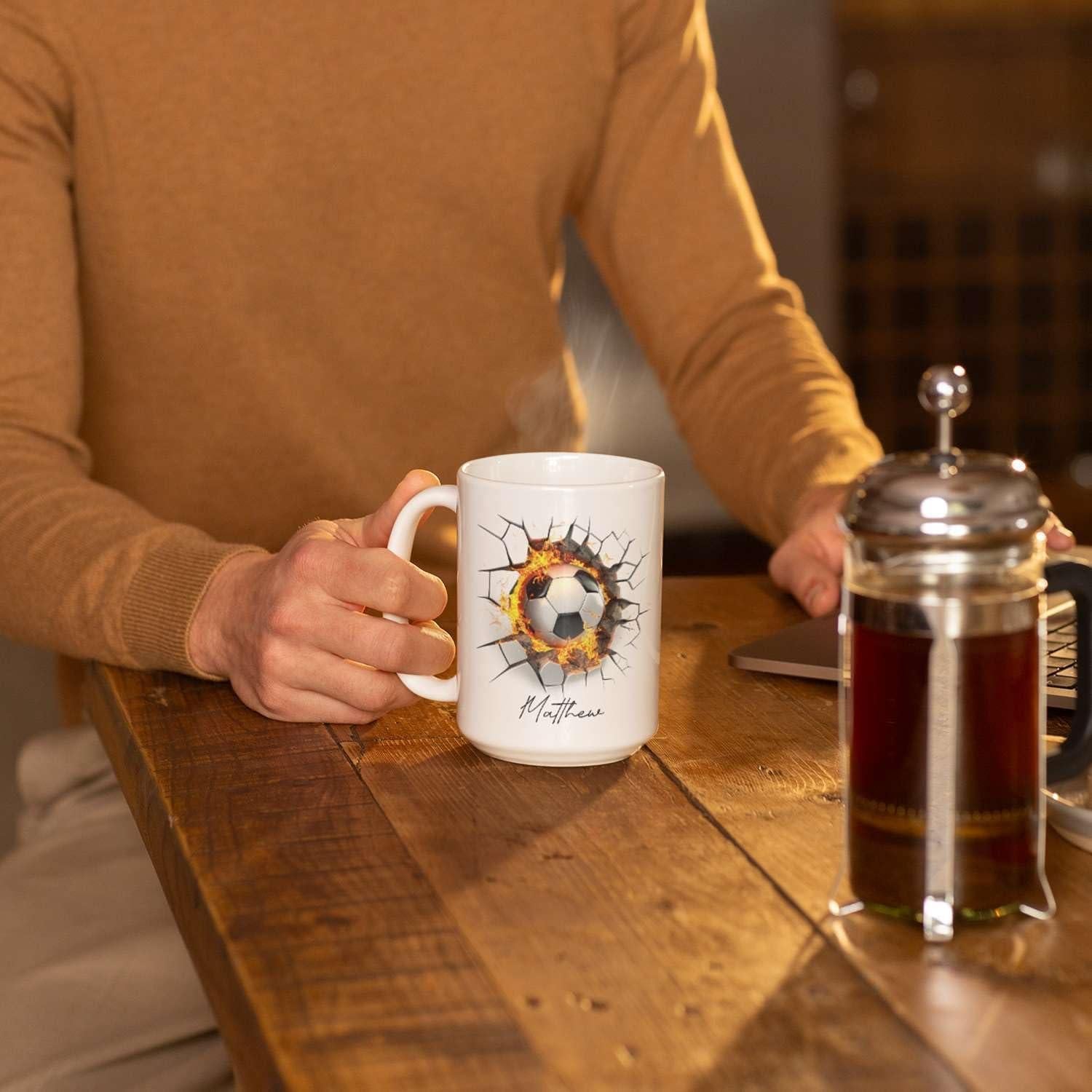 Taza de Café Personalizada Balón de Fútbol Cerámica 325ml