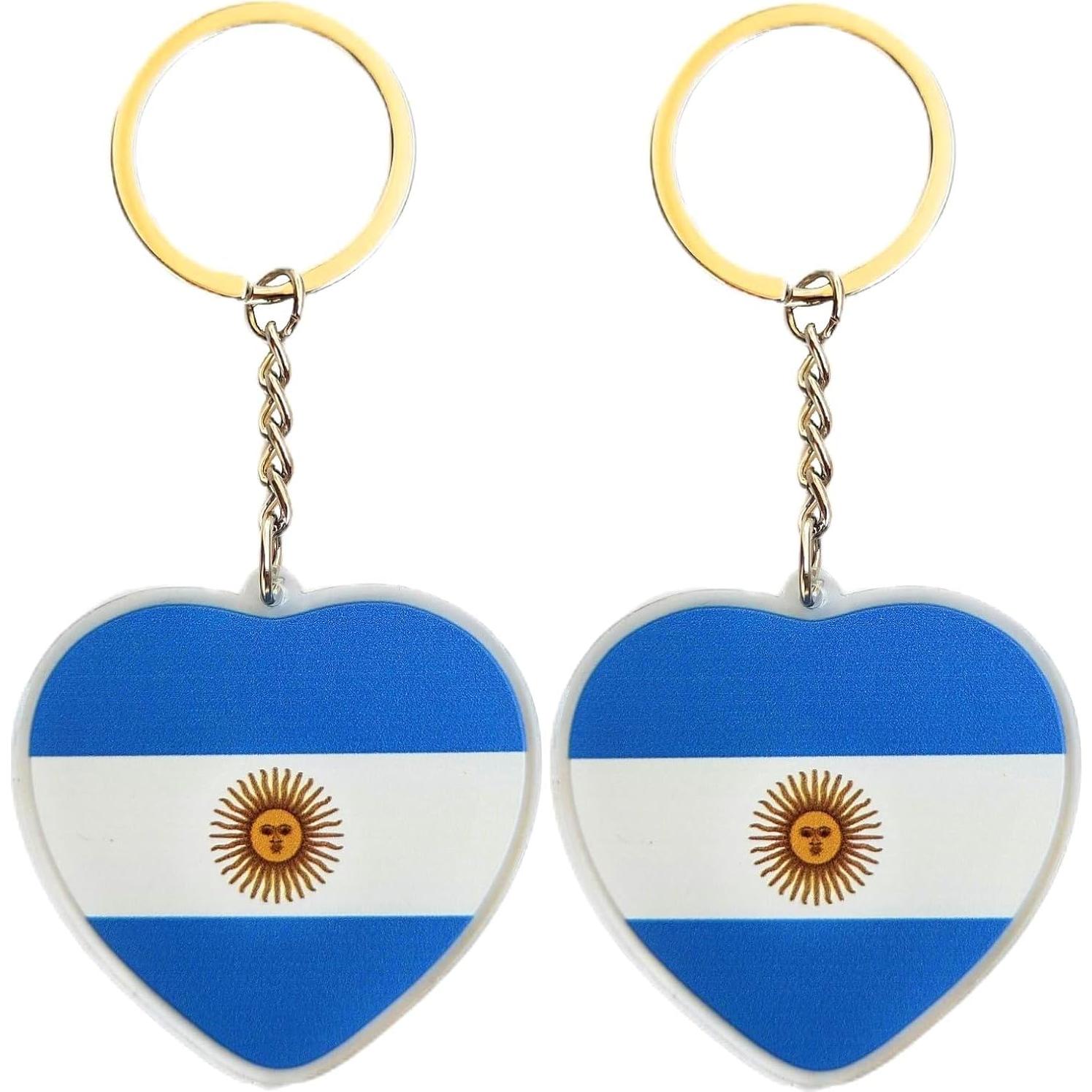 Llavero de Bandera de Argentina JAVD - Paquete de 2 Corazones