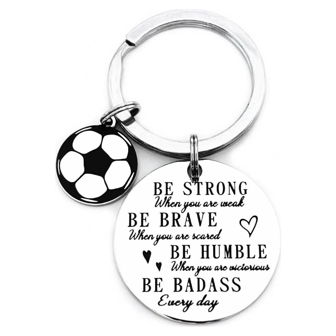 Llavero de Fútbol Inspirador de Acero Inoxidable