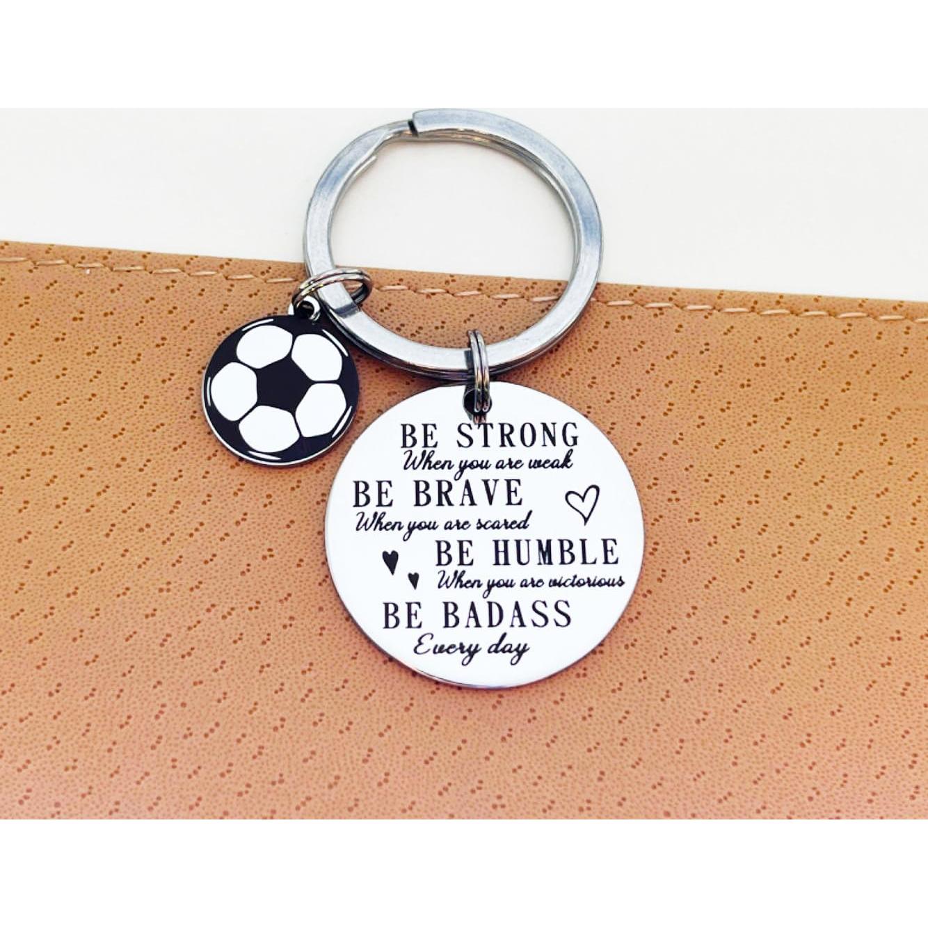 Llavero de Fútbol Inspirador de Acero Inoxidable