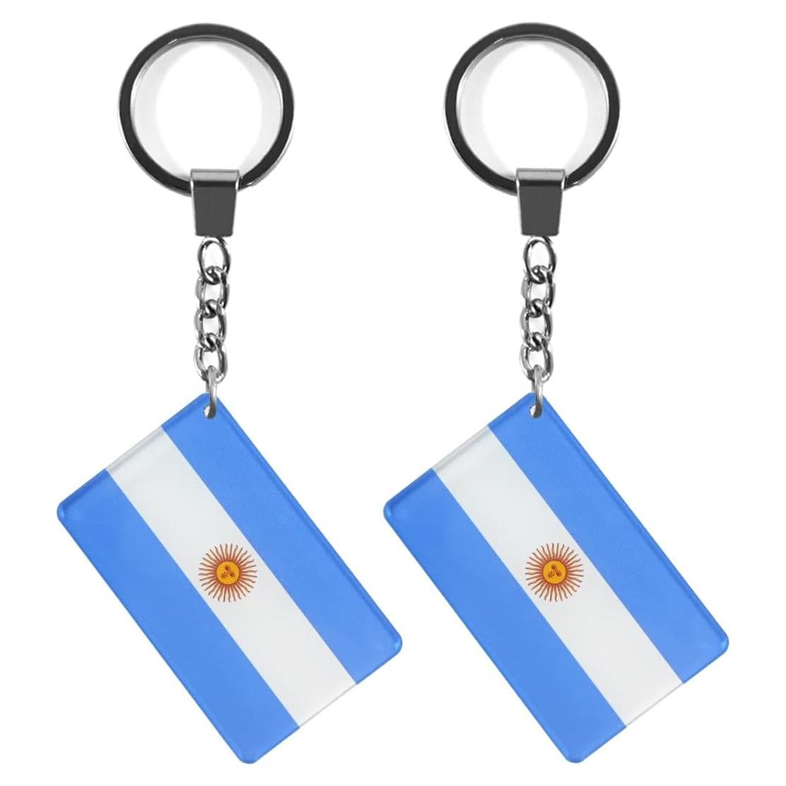 Llavero Bandera Argentina QQSD - Paquete de 2, Acrílico 5x3 cm