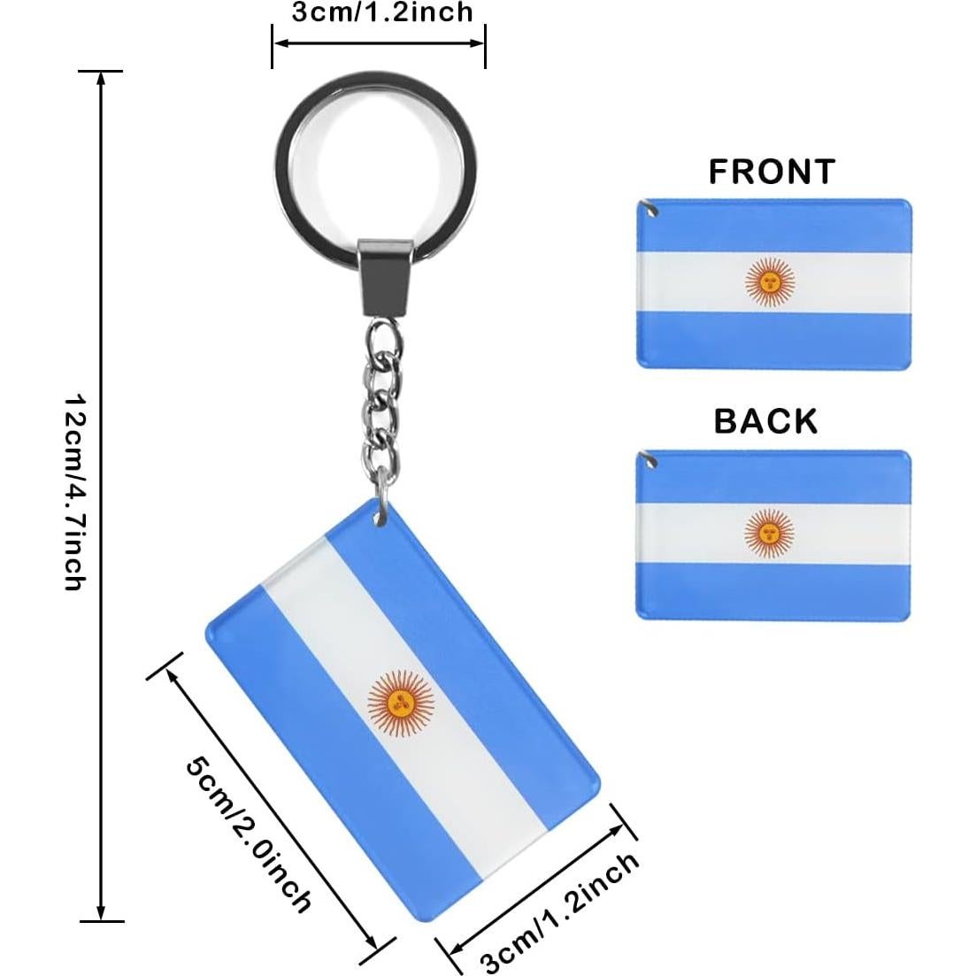 Llavero Bandera Argentina QQSD - Paquete de 2, Acrílico 5x3 cm