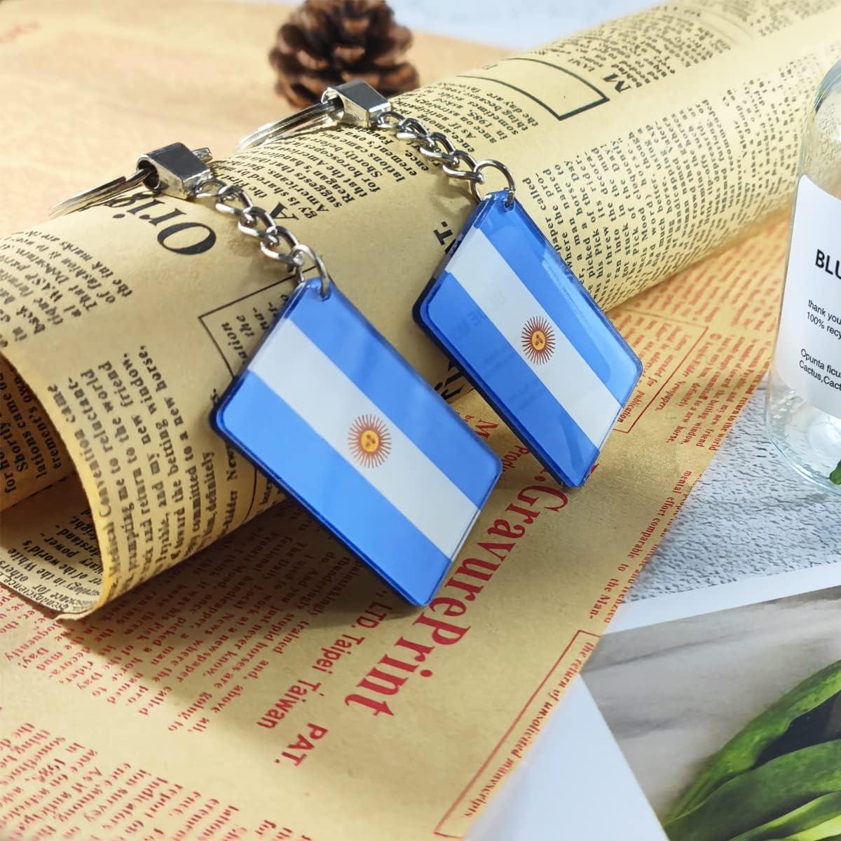 Llavero Bandera Argentina QQSD - Paquete de 2, Acrílico 5x3 cm