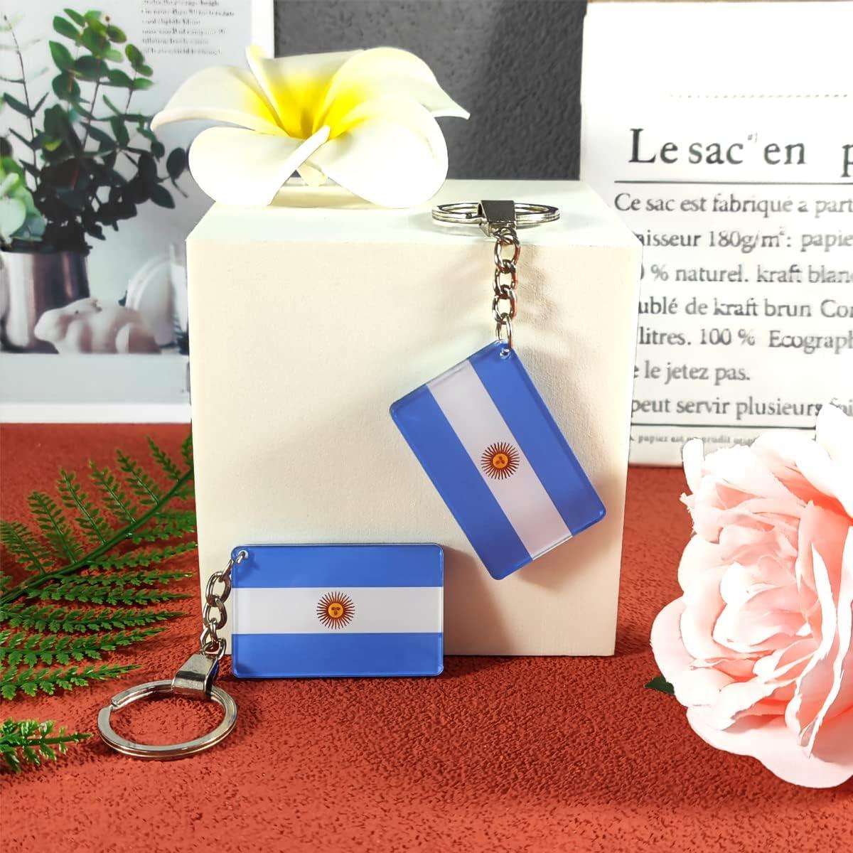 Llavero Bandera Argentina QQSD - Paquete de 2, Acrílico 5x3 cm