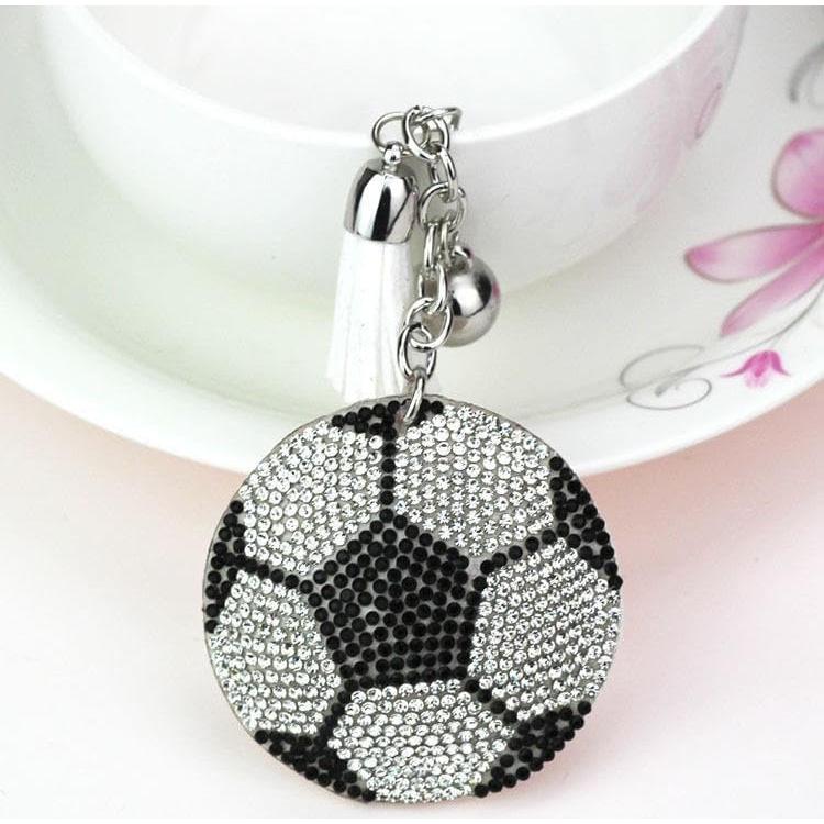 Llavero Deportivo Brillante WJR con Rhinestone Fútbol 10x8cm