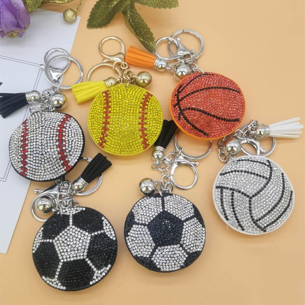 Llavero Deportivo Brillante WJR con Rhinestone Fútbol 10x8cm