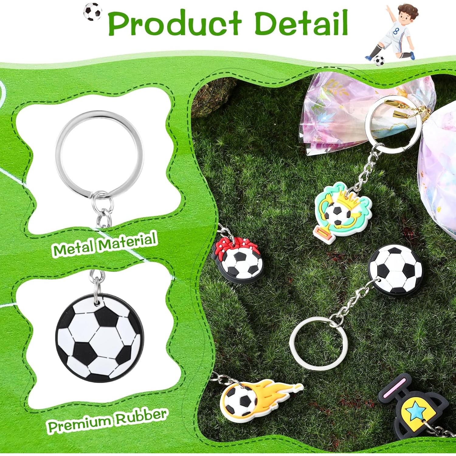 Paquete de 24 llaveros de fútbol PVC surtidos