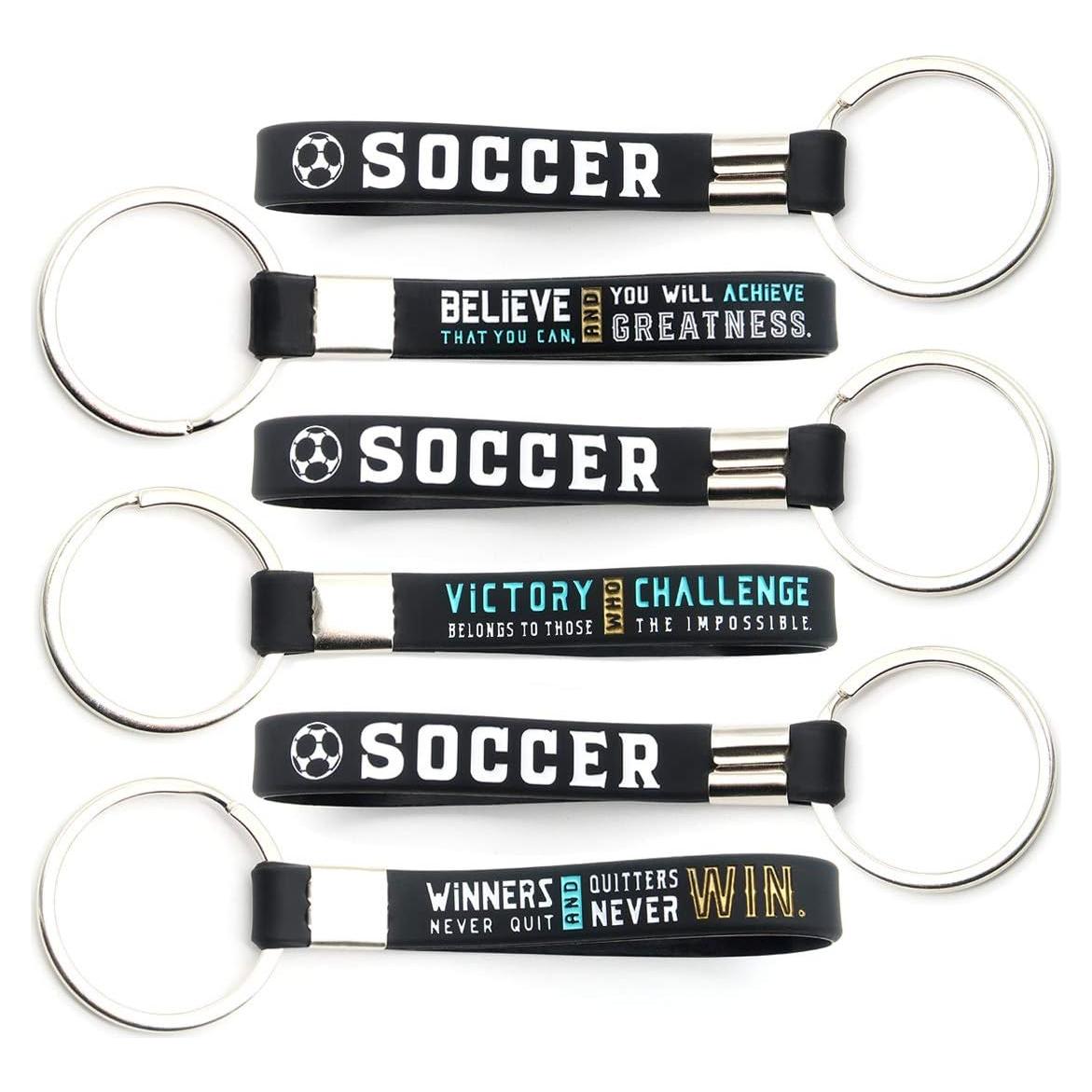 Paquete de 12 llaveros de fútbol Inkstone con citas motivacionales